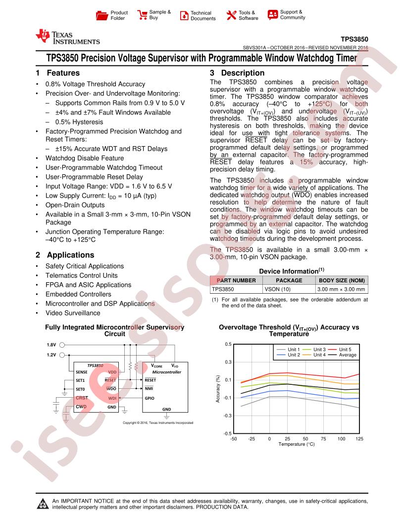 TPS3850 Datasheet