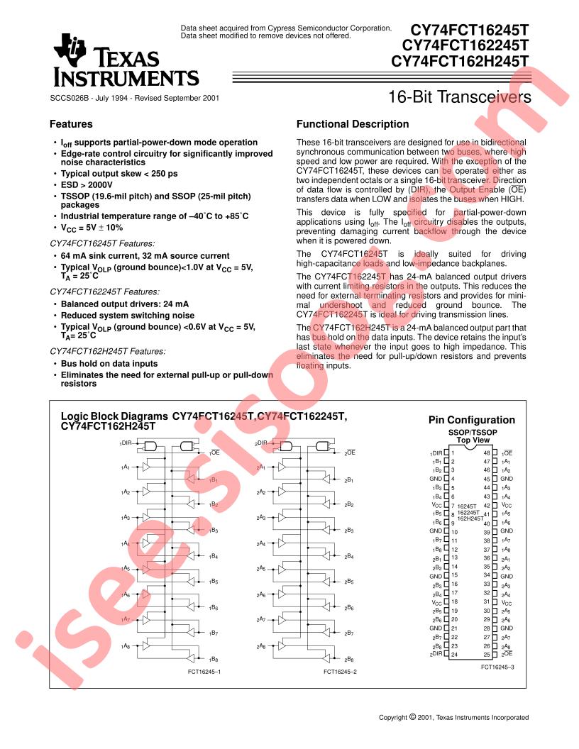 CY74FCT162(H)245T