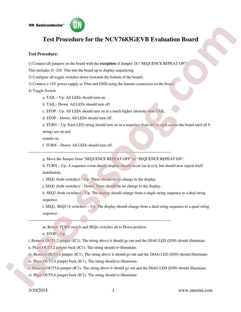 NCV7683GEVB Test Procedure