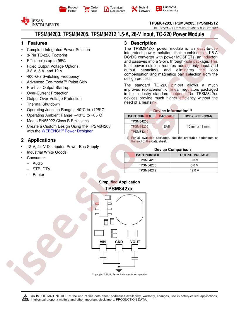 TPSM84203, 84205, 84212 Datasheet