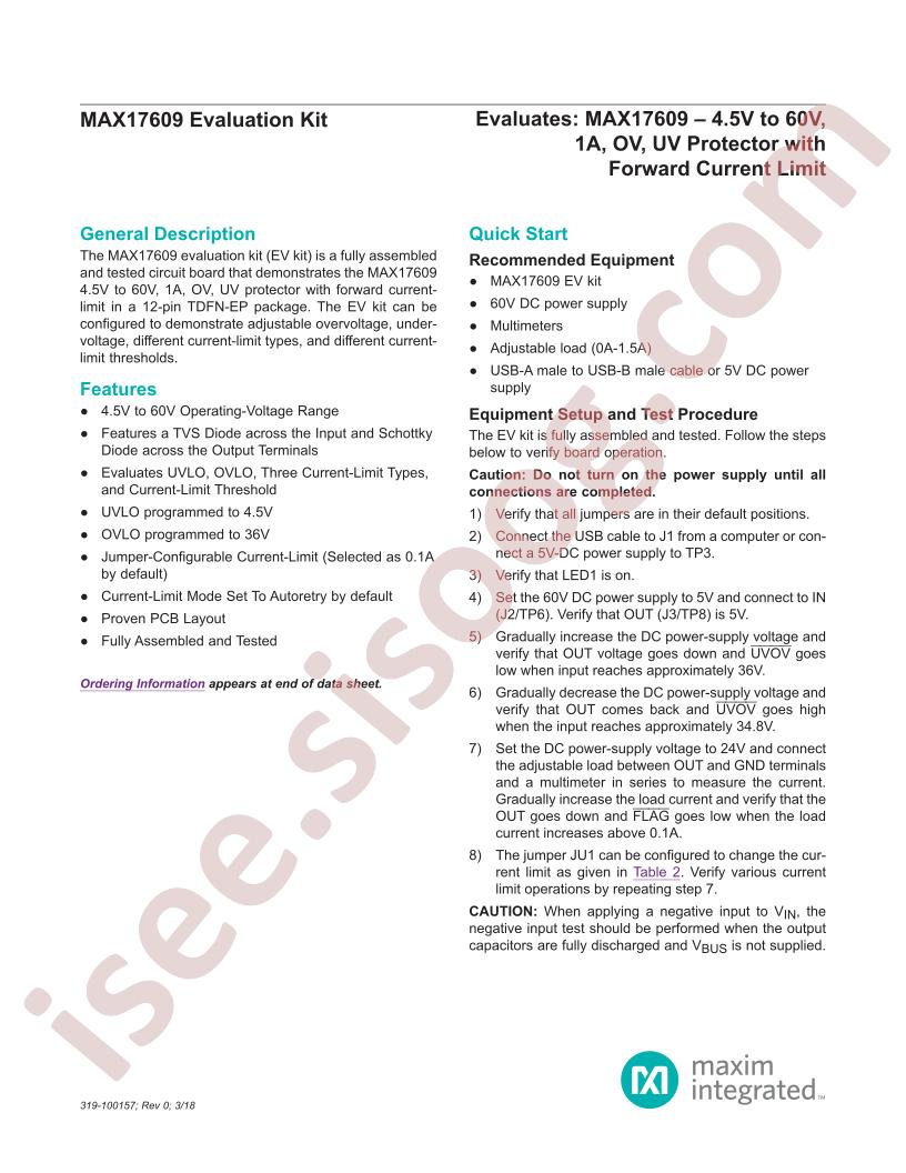 MAX17609 Evaluation Kit