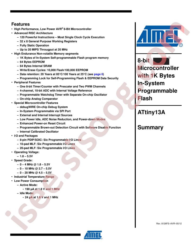 ATtiny13A Summary