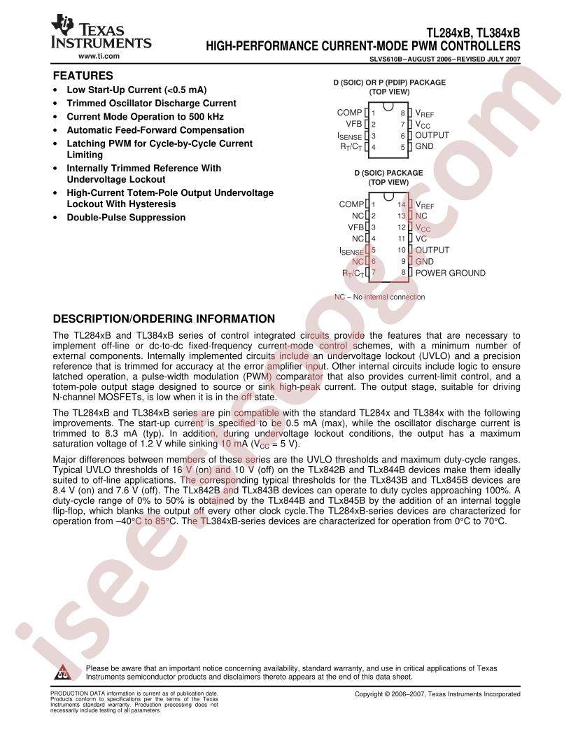 TL284xB, TL384xB Datasheet