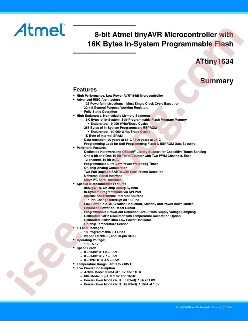 ATtiny1634 Summary