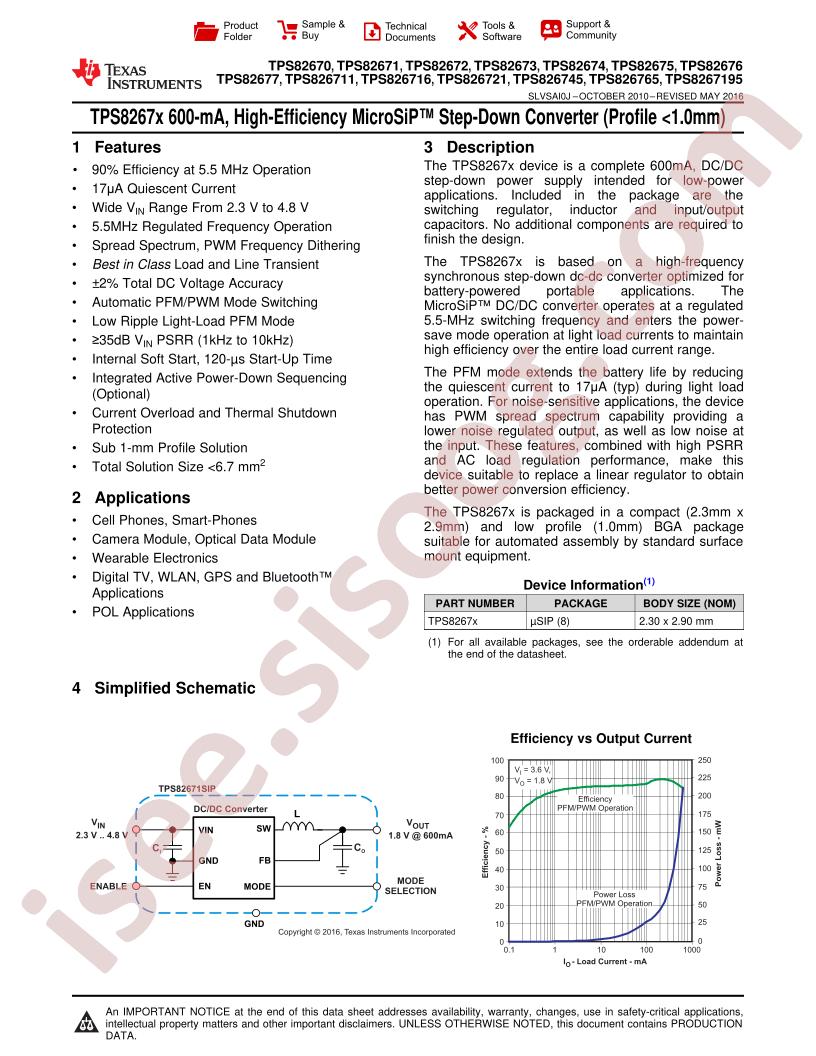 TPS8267x, TPS8267xx Datasheet