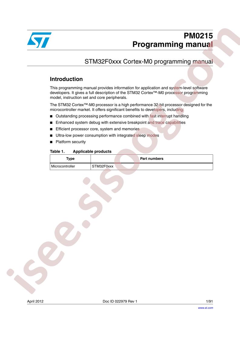 STM32F0zzz Programming Manual