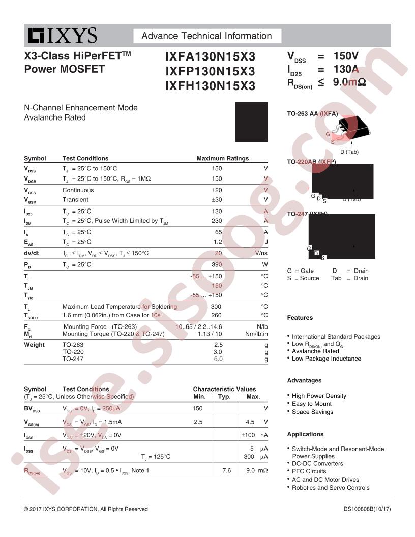 IXF(A,P,H)130N15X3