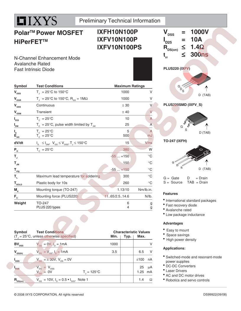 IXF(H,V)10N100P/PS