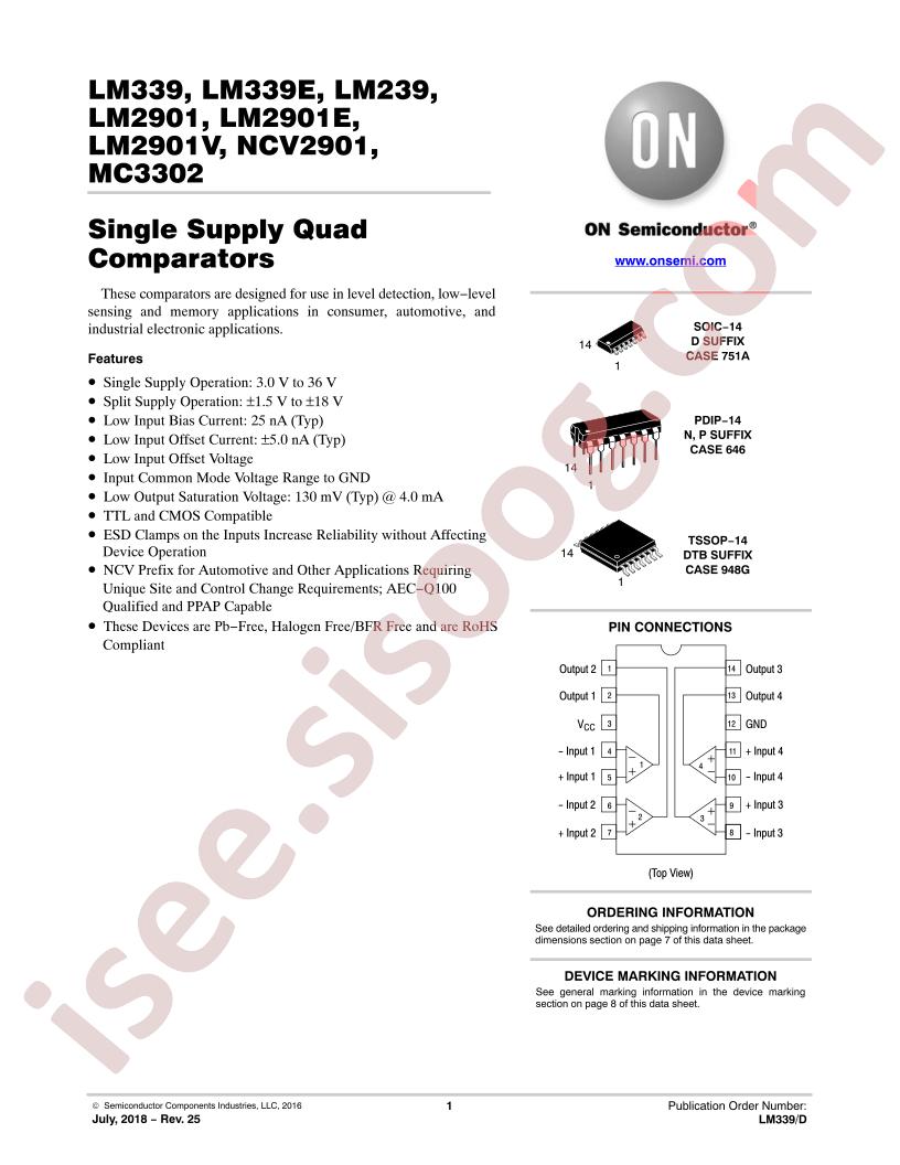 LM339,239,2901(V), NCV2901, MC3302