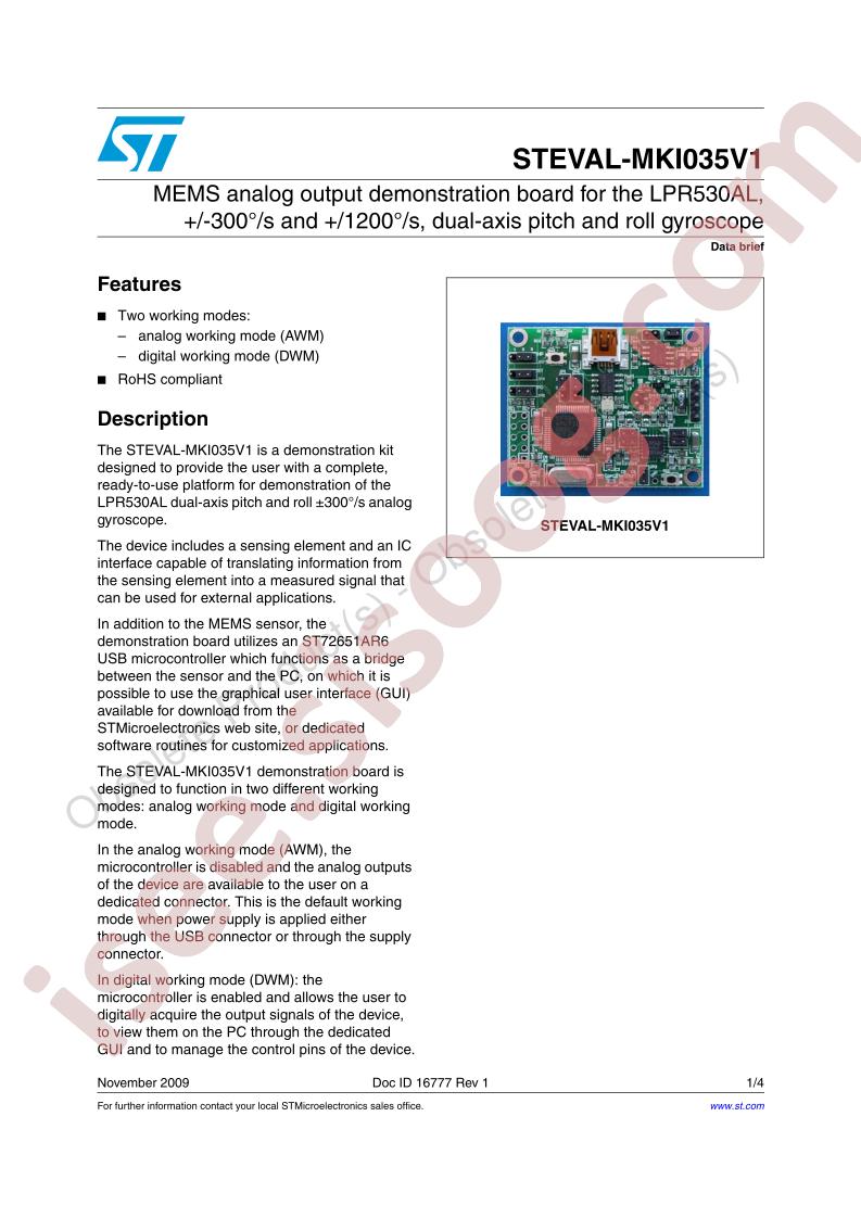 STEVAL-MKI035V1 Data Brief
