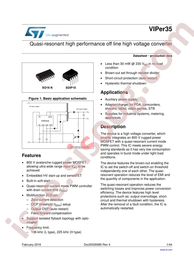 VIPER35 Datasheet