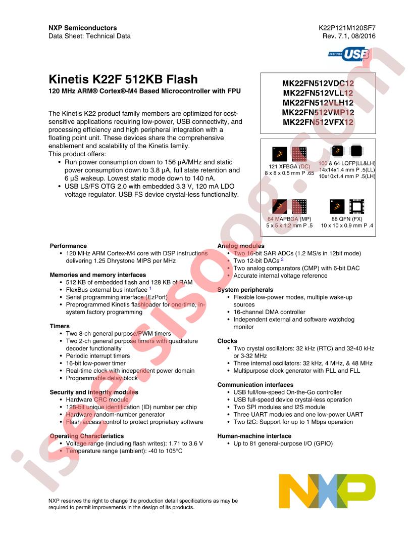 K22FN512Vxx12 512KB Flash Datasheet