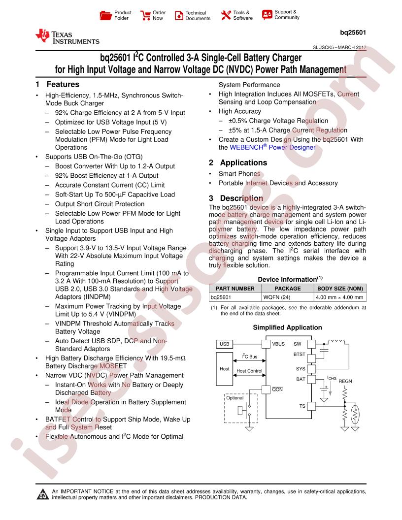 BQ25601 Datasheet