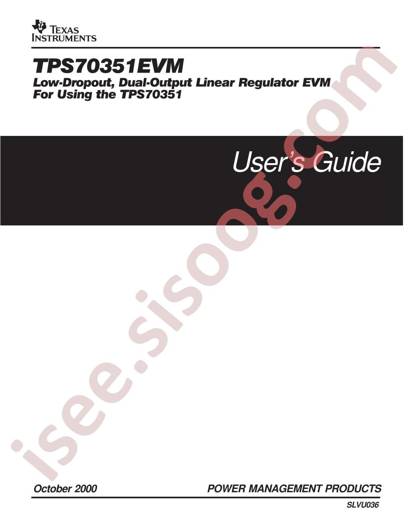TPS70351EVM User Guide