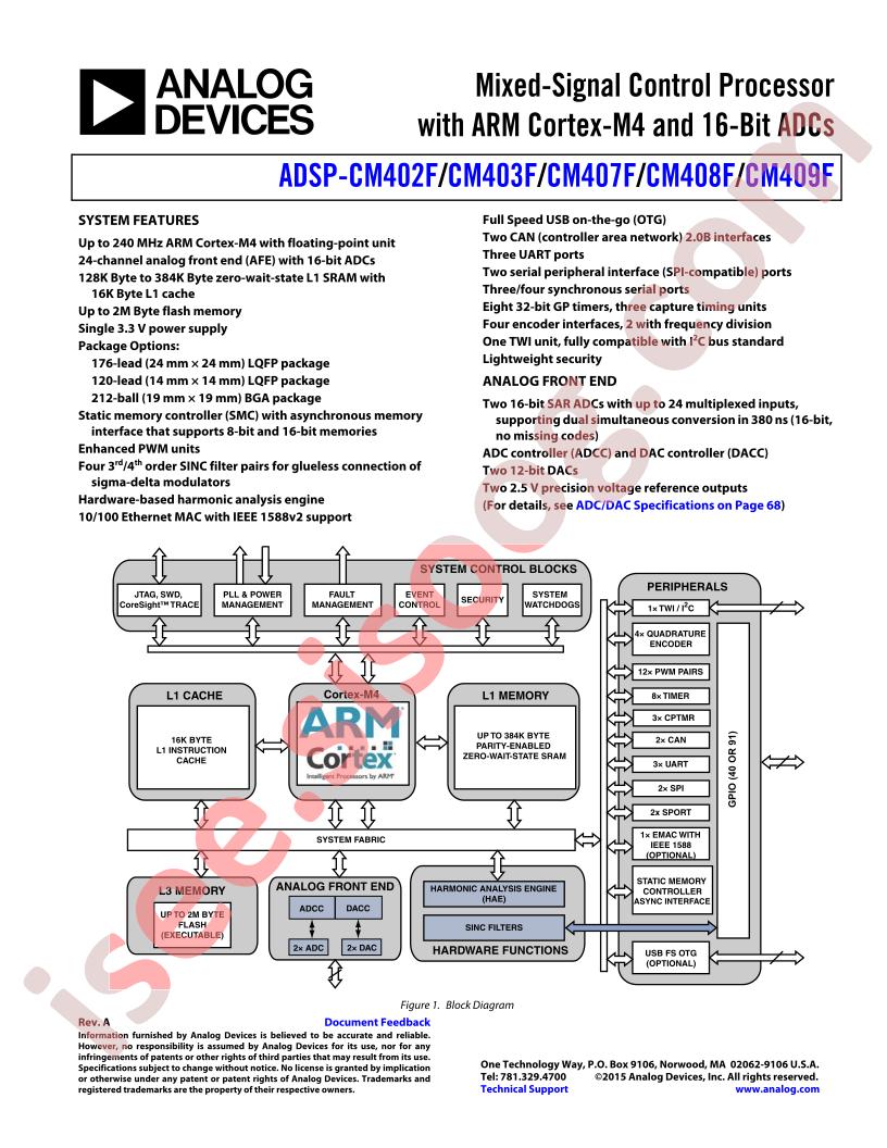 ADSP-CM40xF Datasheet