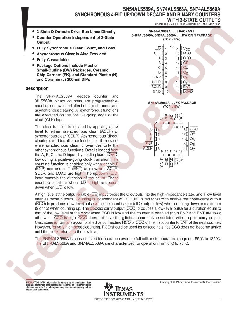 SN54ALS569A, SN74ALS568A-69A