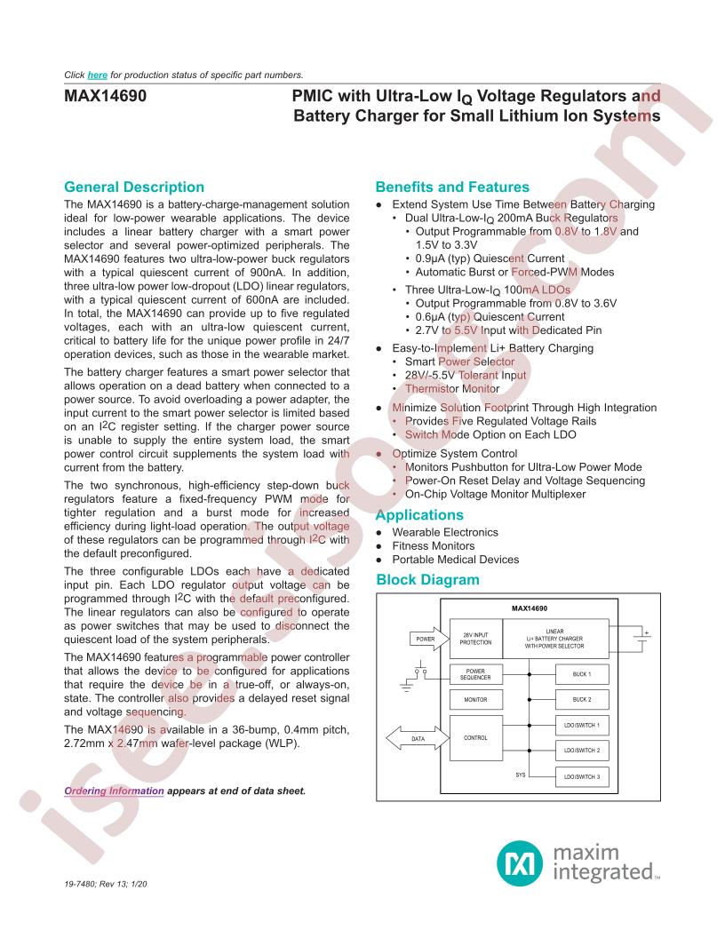 MAX14690 Series Datasheet