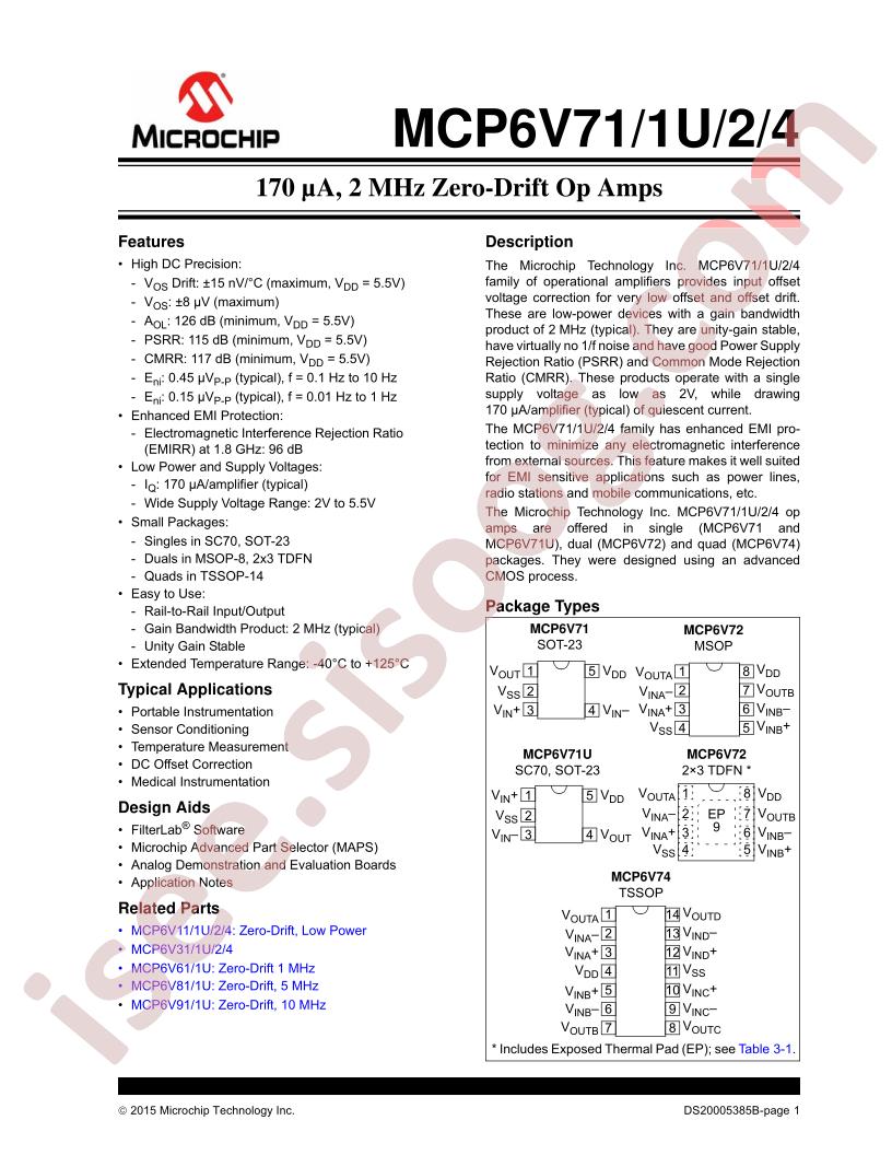 MCP6V71/1U/2/4 Datasheet