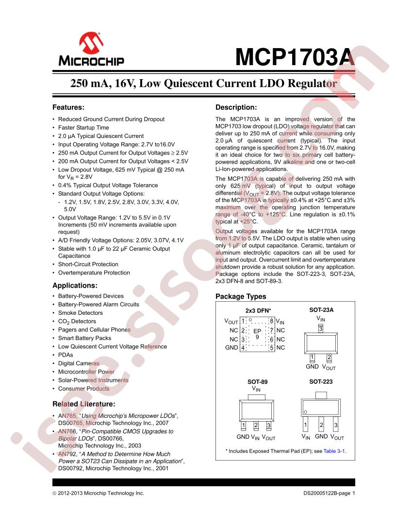 MCP1703A Datasheet