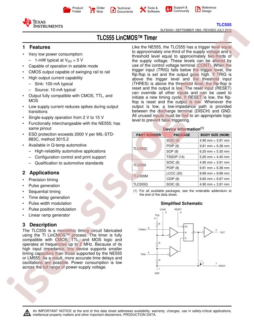 TLC555 Datasheet