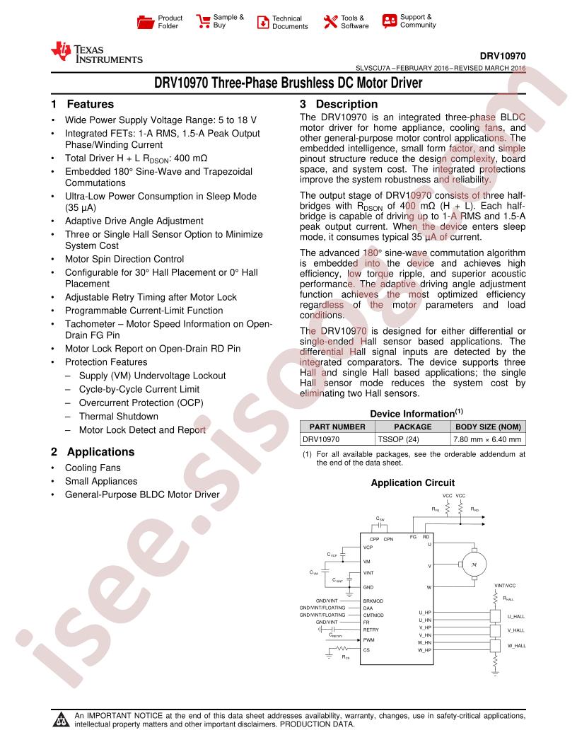 DRV10970 Datasheet