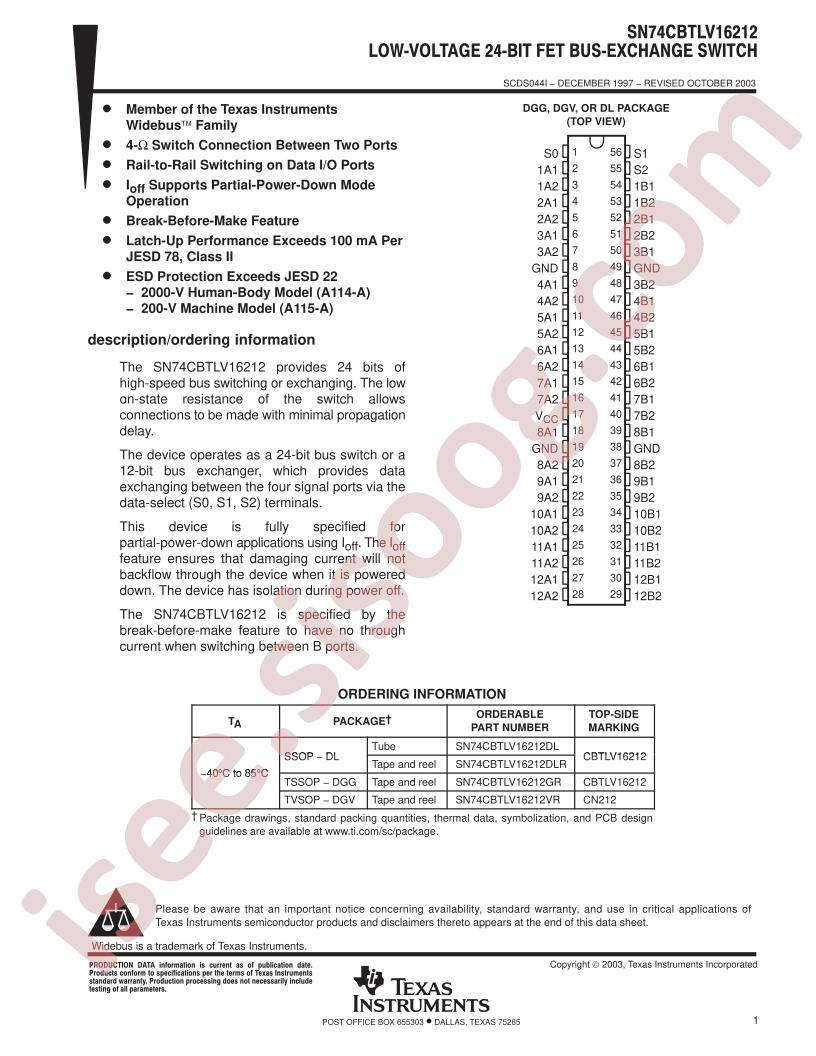 SN74CBTLV16212