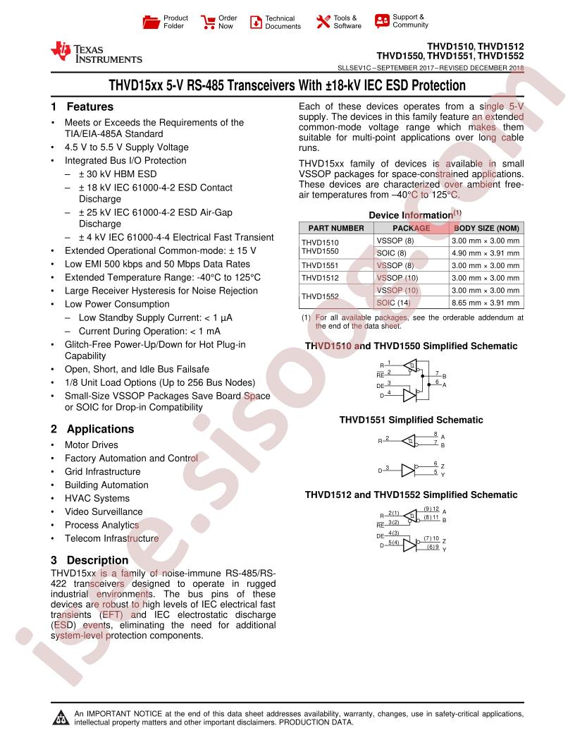 THVD151x, THVD155x Datasheet