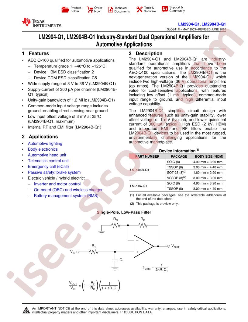 LM2904-Q1 Datasheet