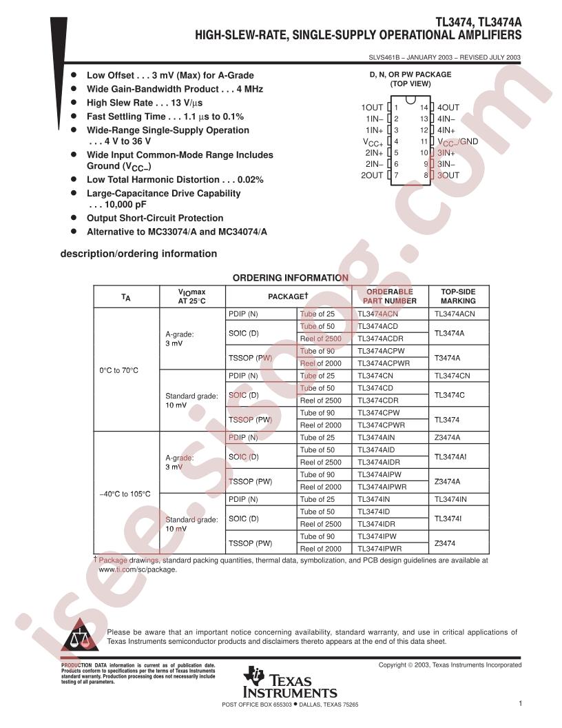 TL3474(A) Datasheet