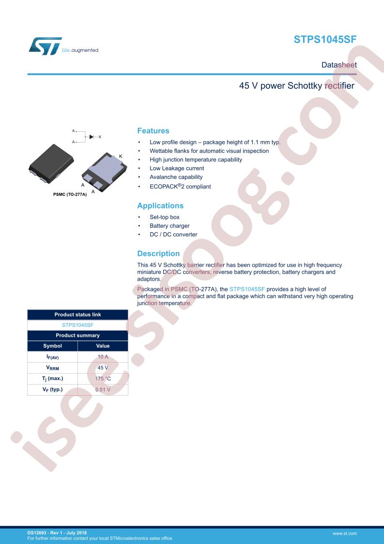 STPS1045SF Datasheet