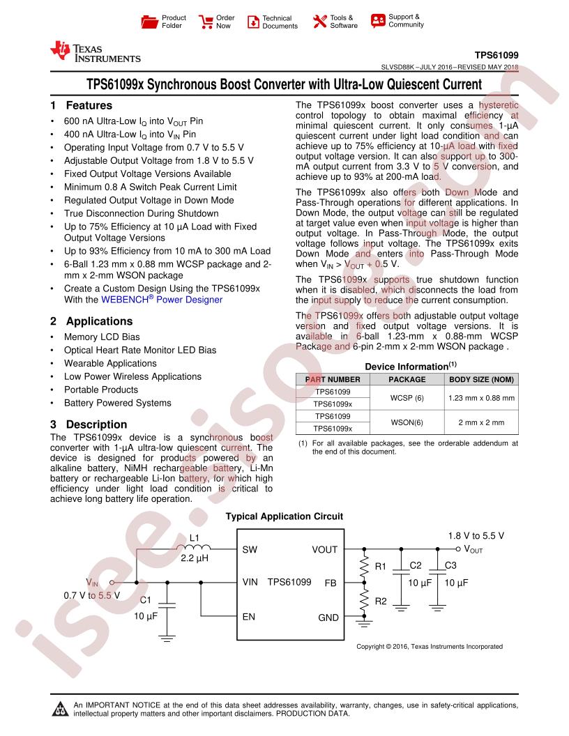 TPS61099x Datasheet