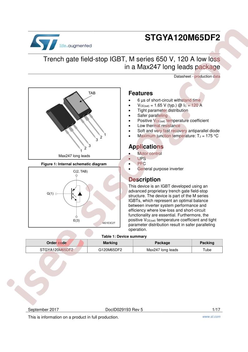 STGYA120M65DF2 Datasheet