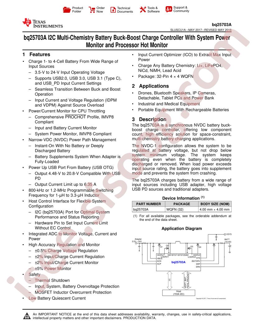 BQ25703A Datasheet