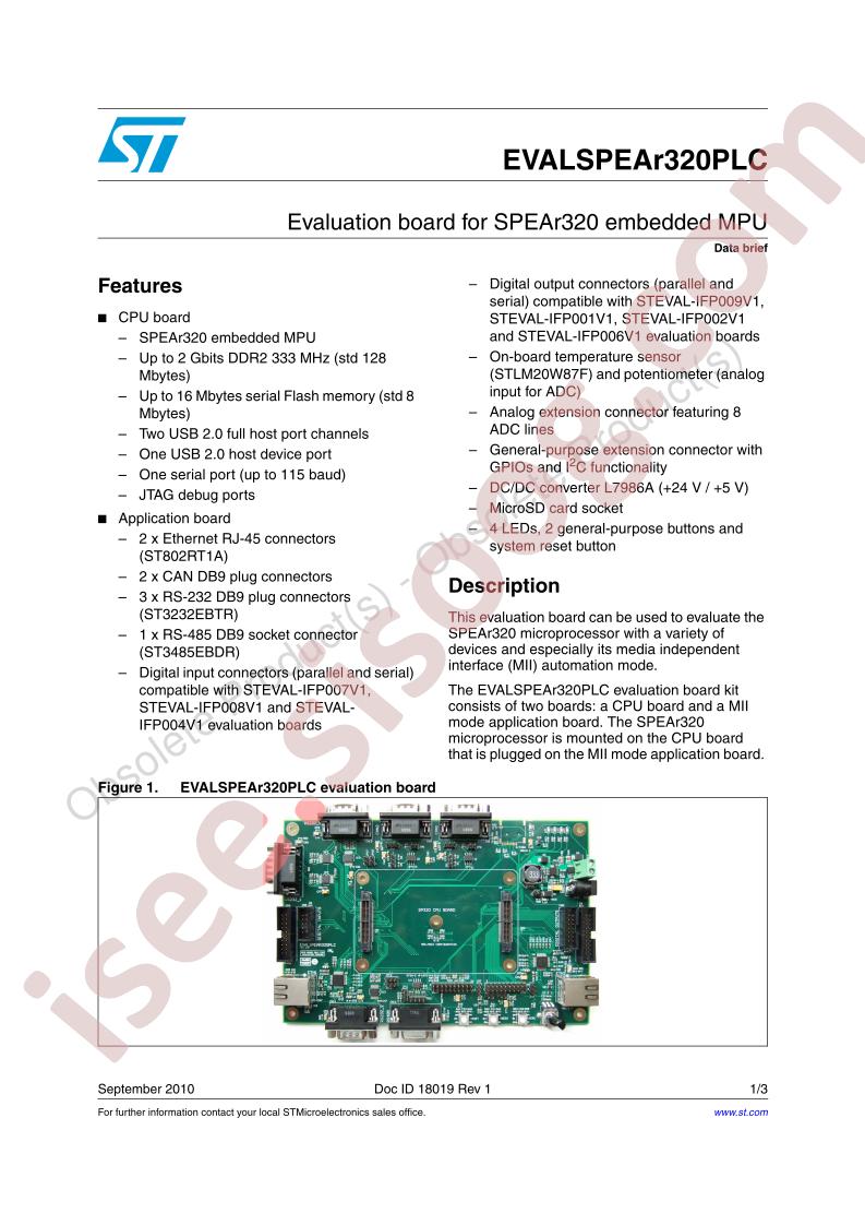 EVALSPEAR320PLC Data Brief