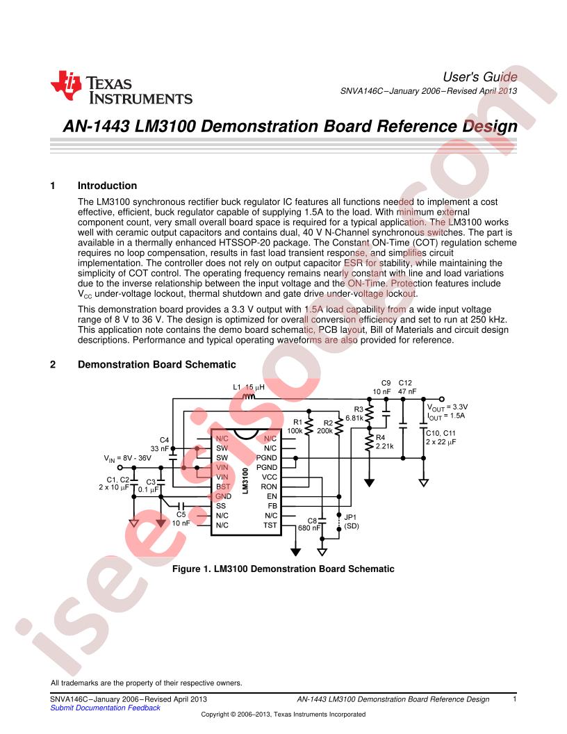 LM3100 Demo Board Ref Design Guide