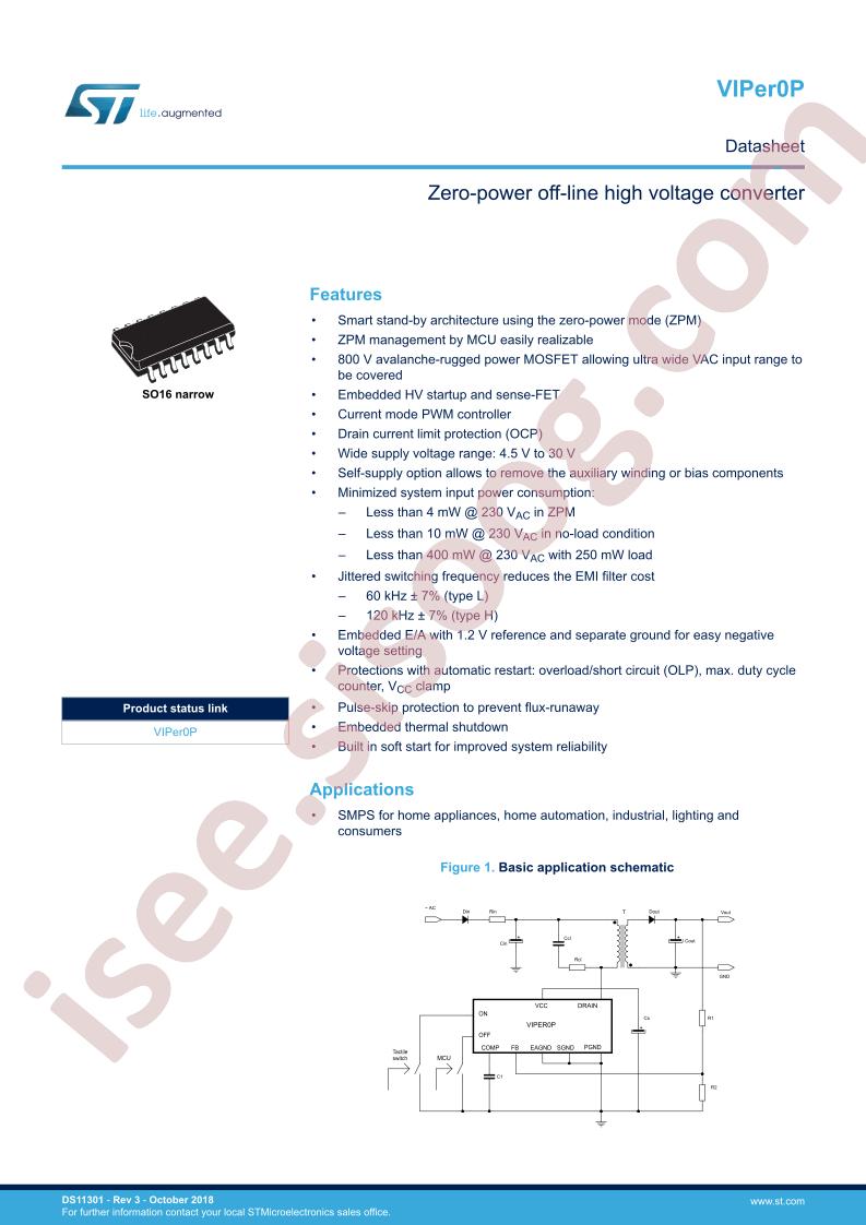 VIPer0P Datasheet