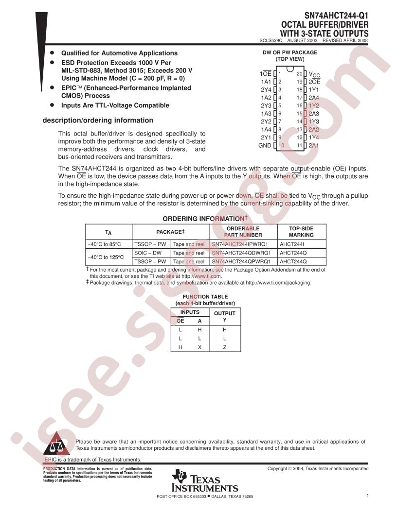 SN74AHCT244-Q1