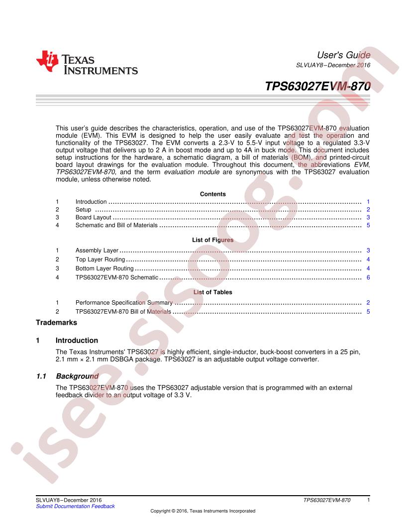 TPS63027EVM-870 User Guide