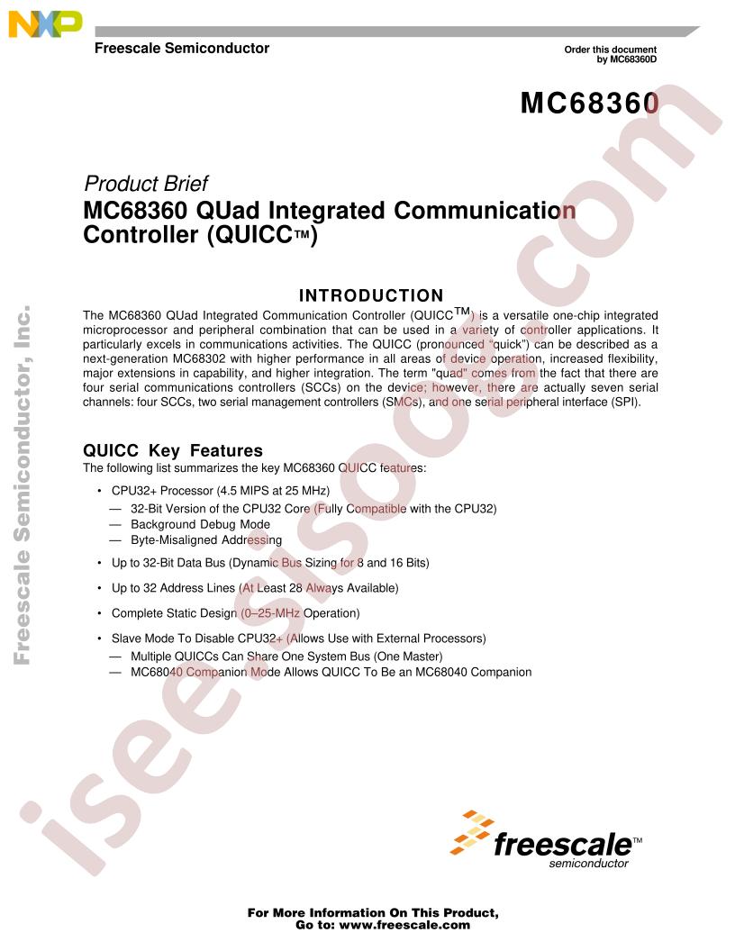 MC68360 Product Brief