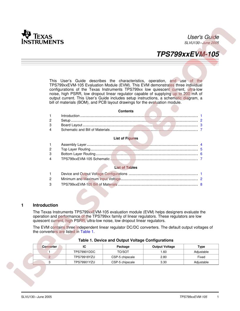 TPS799xxEVM-105 Users Guide