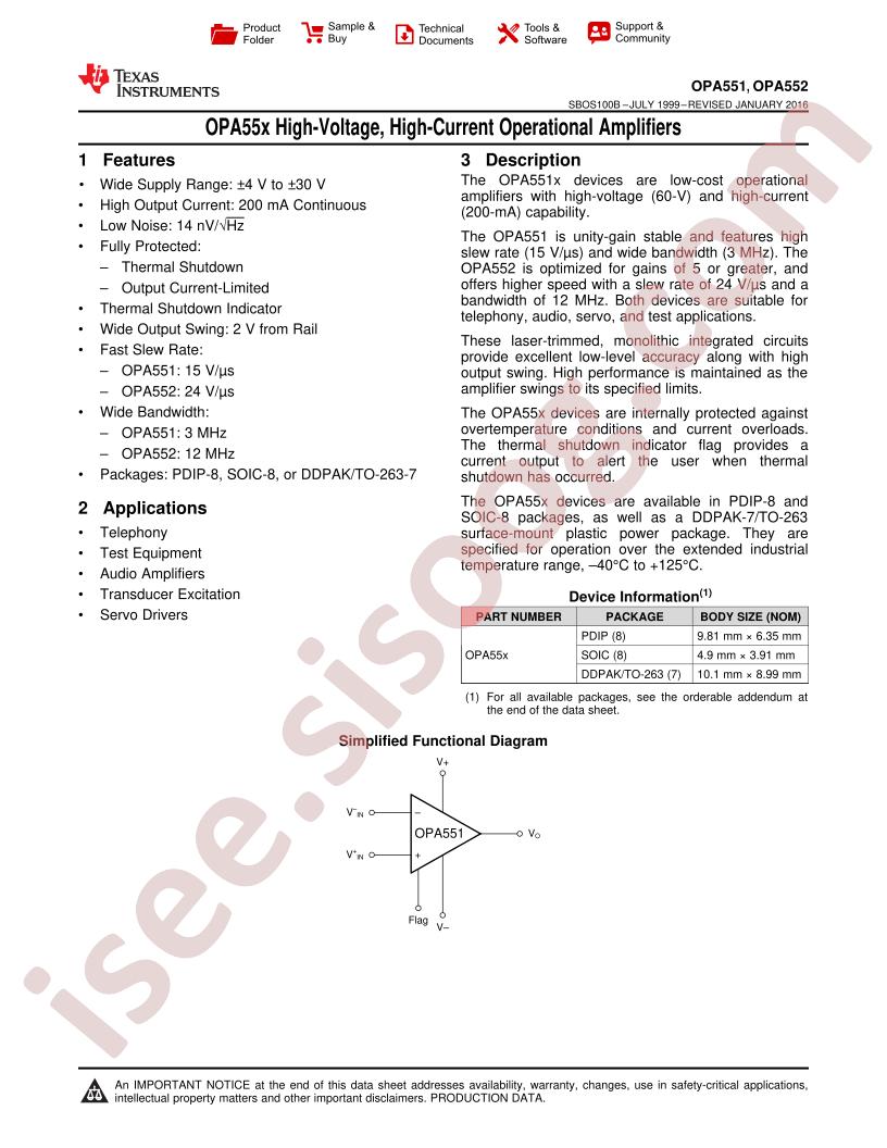 OPA551,552 Datasheet