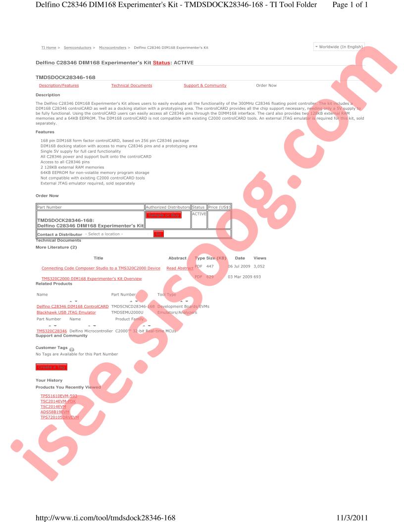 TMDSDOCK28346-168 Overview