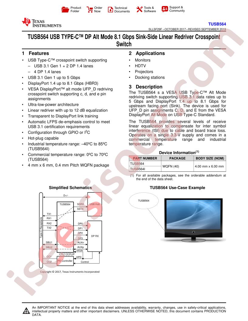 TUSB564 Datasheet