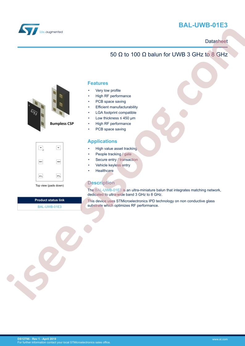 BAL-UWB-01E3 Datasheet