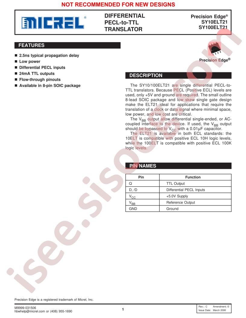 SY10/100ELT21