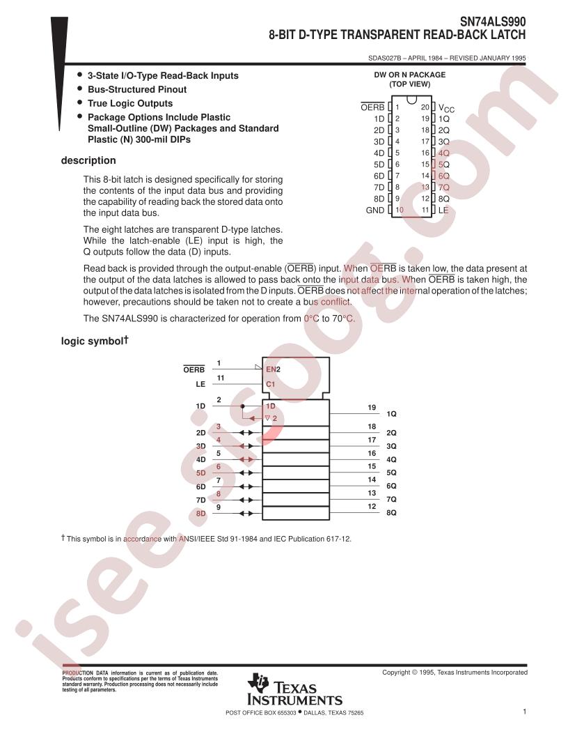 SN74ALS990 Datasheet