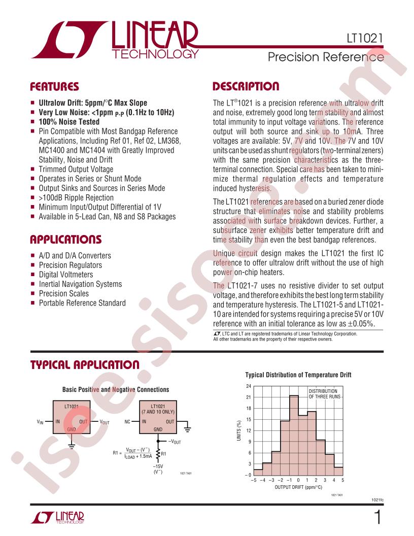 LT1021 Datasheet