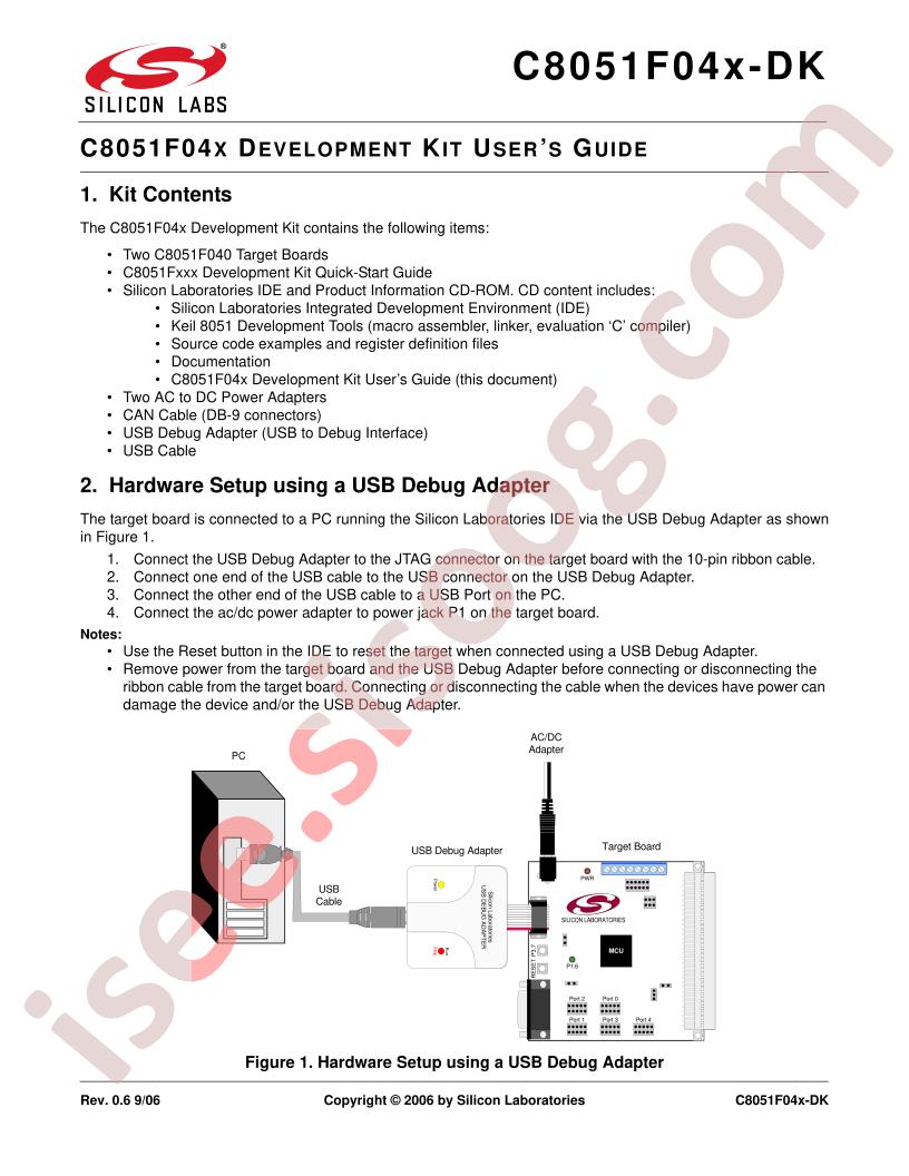 C8051F04x-DK Guide