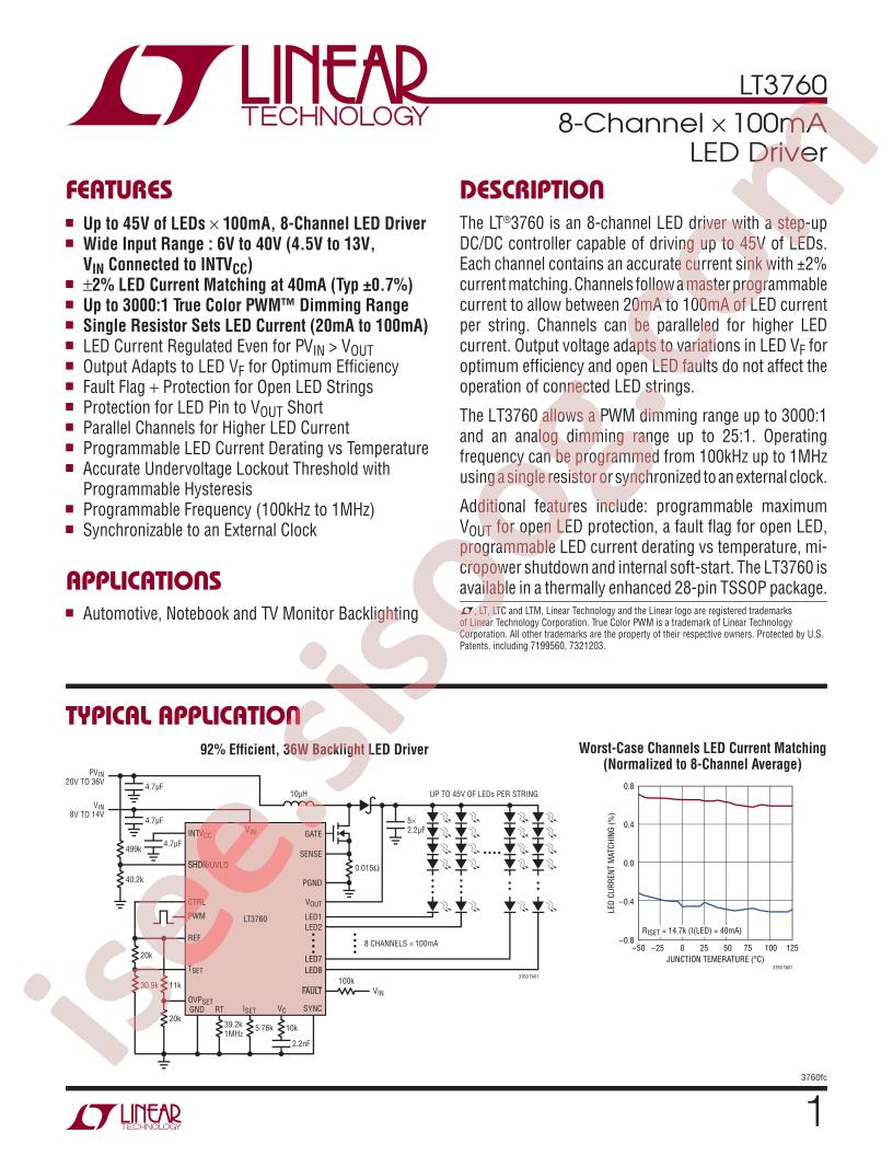 LT3760 Datasheet