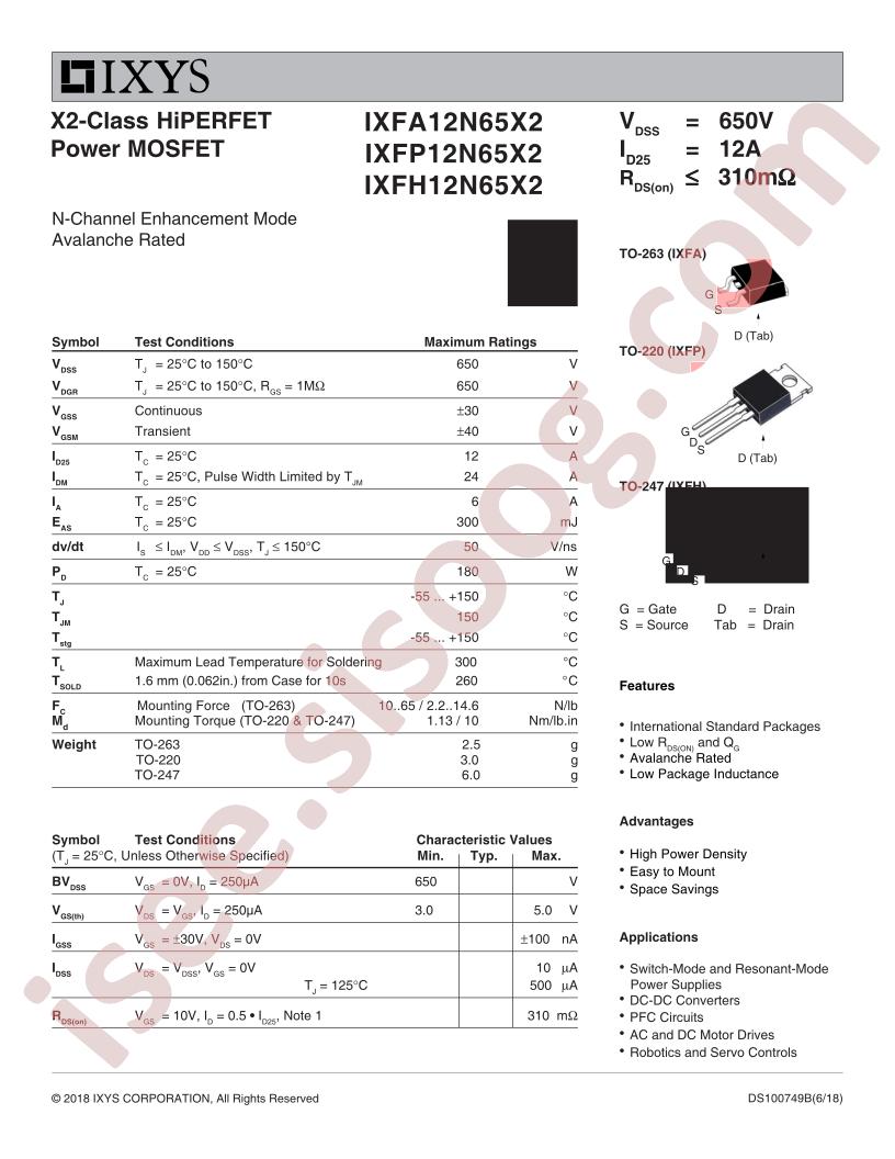 IXF(A,P,H)12N65X2